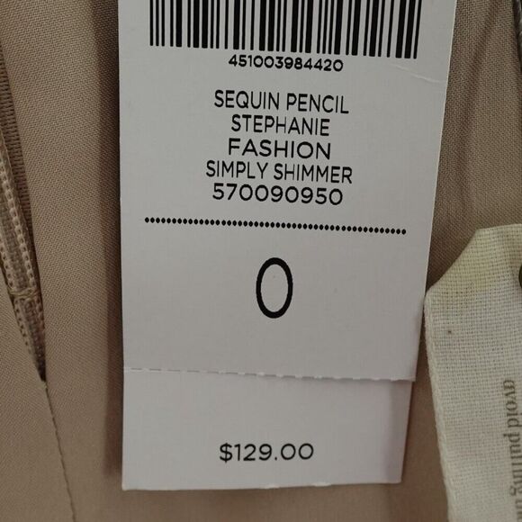 Chico's Gold Sequin Pencil Skirt S Back Zip Polyester - Picture 12 of 12